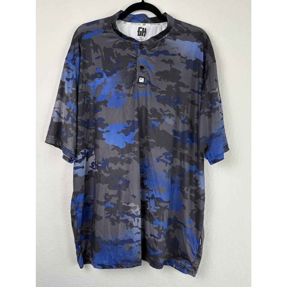 Greater Half Men’s Golf Polo Shirt 2XL Blue Black Sportswear Activewear